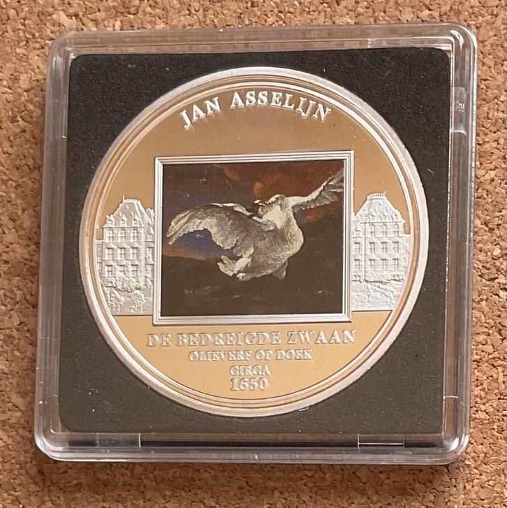Penning Rijksmuseum - Jan Asselijn - De Bedreigde Zwaan, Postzegels en Munten, Penningen en Medailles, Overige materialen, Nederland
