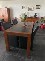 EETKAMERTAFEL MASSIEF EIKEN KERSENKLEUR GEOLIED 180X90 CM, Ophalen, 50 tot 100 cm, Zo goed als nieuw, Vijf personen of meer