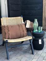 NIEUW: LOUNGESTOEL WEBBING CHAIR zwart/naturel rotan teak, Tuin en Terras, Rotan, Nieuw, Ophalen of Verzenden, Nvt