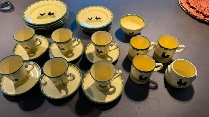 Servies Kip en Haan, Huis en Inrichting, Keuken | Servies, Zo goed als nieuw, Compleet servies, Boerenbont, Aardewerk, Ophalen