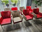 8x Bert Plantagie Leren Eetkamerstoelen, Huis en Inrichting, Ophalen, Gebruikt, Metaal, Modern