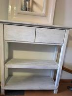 Side table gebeitst grijs/ wit met plakken en lades, Huis en Inrichting, Tafels | Sidetables, Ophalen, Gebruikt, 50 tot 100 cm