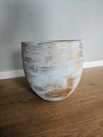 Bloempot wit goud - Hoogte 24 cm / Diameter 25 cm, Ophalen, Rond, Zo goed als nieuw, Minder dan 25 cm