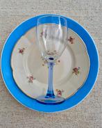 vintage wijnglazen blauwe voet Luminarc, Overige typen, Ophalen of Verzenden, Zo goed als nieuw, X