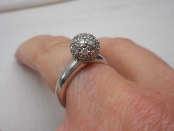 Zilveren Ti Sento ring met steentjes maat ruim 16,5 nr.2522 beschikbaar voor biedingen