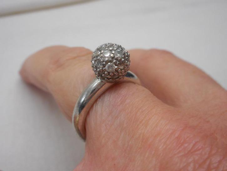 Zilveren Ti Sento ring met steentjes maat ruim 16,5 nr.2522, Sieraden, Tassen en Uiterlijk, Ringen, Zo goed als nieuw, Dame, Kleiner dan 17