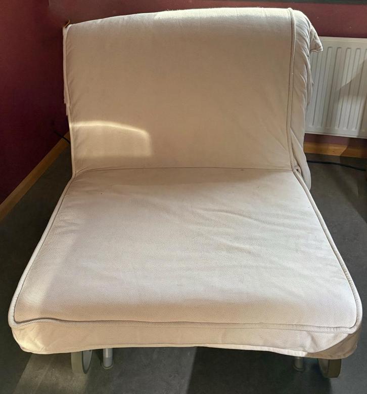 IKEA - LYCKSELE - Slaapfauteuil, Huis en Inrichting, Slaapkamer | Slaapbanken, Gebruikt, 80 cm, 200 cm, Eenpersoons, Crème, Ophalen