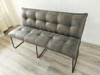 Schitterende 3 zits eetkamerbank zwart frame, antraciet stof, Huis en Inrichting, Ophalen, Minder dan 75 cm, 150 tot 200 cm, Driepersoons