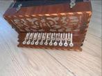 Vintage Knopaccordeon met Parelmoer Knoppen, Muziek en Instrumenten, Accordeons, Overige merken, Gebruikt, Met riemen, Overige formaten