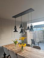 Moderne hanglamp met 5 glazen kappen, Ophalen, Zo goed als nieuw, Glas, 75 cm of meer