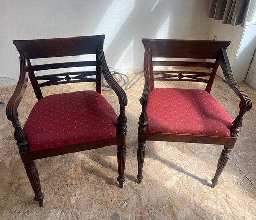 6 koloniale stoelen, Huis en Inrichting, Stoelen, Gebruikt, Vijf, Zes of meer stoelen, Hout, Rood, Ophalen