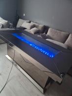 Grote Glazen Eettafel Eric Kuster Stijl met LED/sfeerhaard, Ophalen, Gebruikt, Glas, Vijf personen of meer