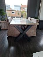 Robuuste Meubelset - Tafel en Banken, Huis en Inrichting, Tafels | Eettafels, Ophalen, Gebruikt, Rechthoekig, 50 tot 100 cm