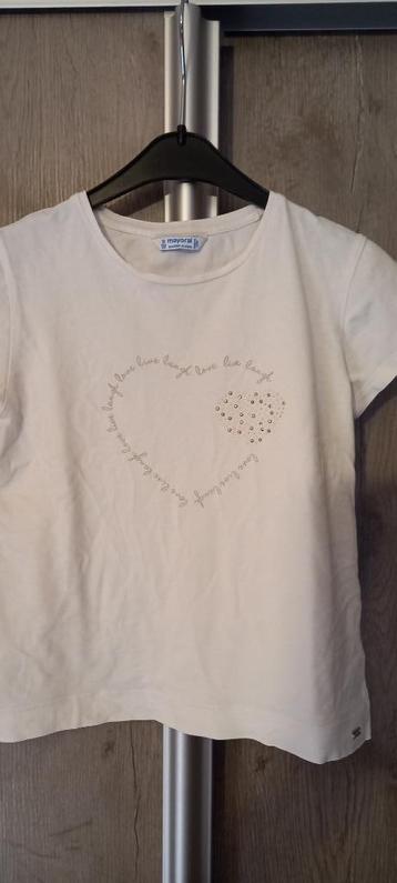 wit T-shirt met hart Mayoral maat 134 beschikbaar voor biedingen