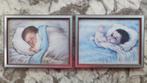 Prints slapende babies, 2 stuks, Gebruikt, Ophalen of Verzenden, 1940 tot 1960, Prent