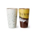 HKLiving 70s keramiek: latte mokken (set van 2) KST0029, Huis en Inrichting, Keuken | Servies, Nieuw, Ophalen of Verzenden, Overige stijlen