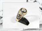 16561 14k Gouden  Ring: Onyx + Versace Motief, Ophalen of Verzenden, Met edelsteen, Dame, Goud