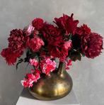 Goud Toetervaas met Zijdebloemen, Huis en Inrichting, Ophalen, Overige materialen, Zo goed als nieuw, Minder dan 50 cm