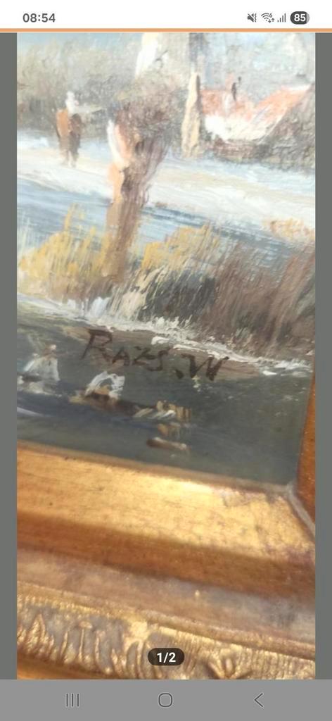 Oud schilderij, Rats.W gesigneerd, Antiek en Kunst, Kunst | Schilderijen | Klassiek, Ophalen of Verzenden