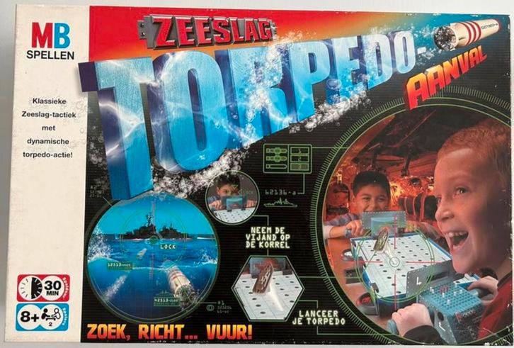 Zeeslag Torpedo-aanval gezelschapsspel compleet, Hobby en Vrije tijd, Gezelschapsspellen | Overige, Zo goed als nieuw, Een of twee spelers