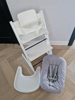 Witte stokke tripp trapp + babyset, newborn en blad, Kinderen en Baby's, Kinderstoelen, Ophalen of Verzenden, Gebruikt, Meegroeistoel