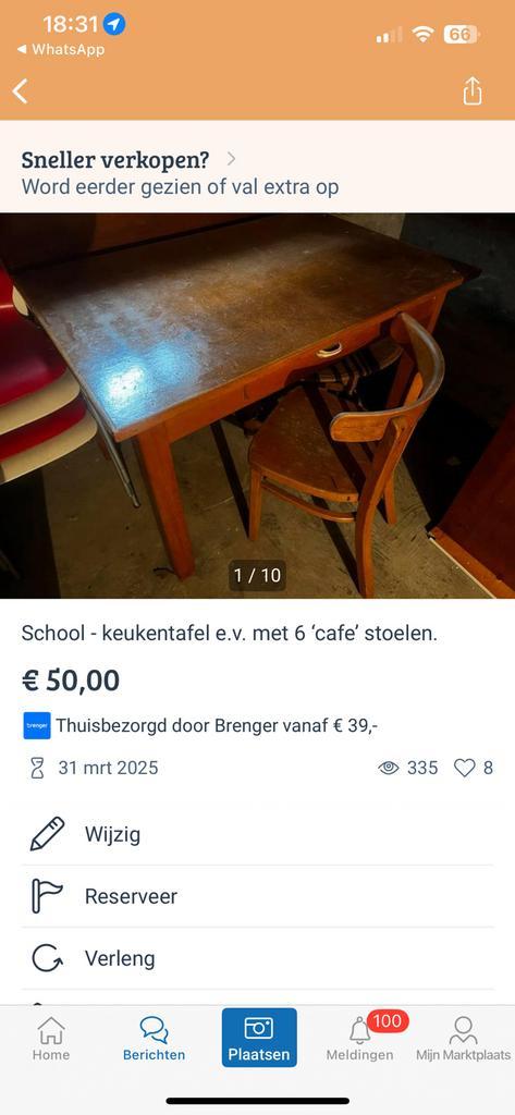 Oude School / keukentafel., Huis en Inrichting, Tafels | Eettafels, Gebruikt, 50 tot 100 cm, 100 tot 150 cm, Vier personen, Rechthoekig