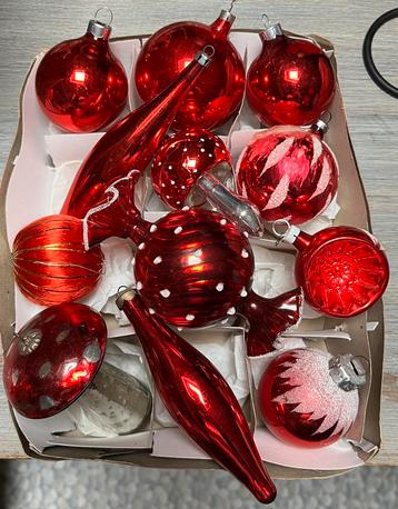 Vintage set rode kerstballen retro ea beschikbaar voor biedingen