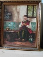 Olieverfschilderij - Visser met Net, Antiek en Kunst, Ophalen of Verzenden
