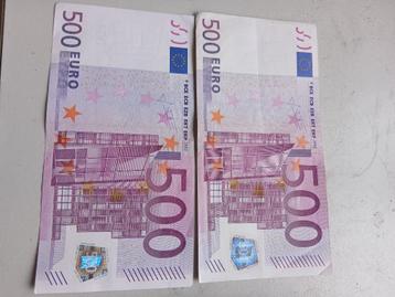 Bankbiljetten van 500 euro, 2x beschikbaar voor biedingen