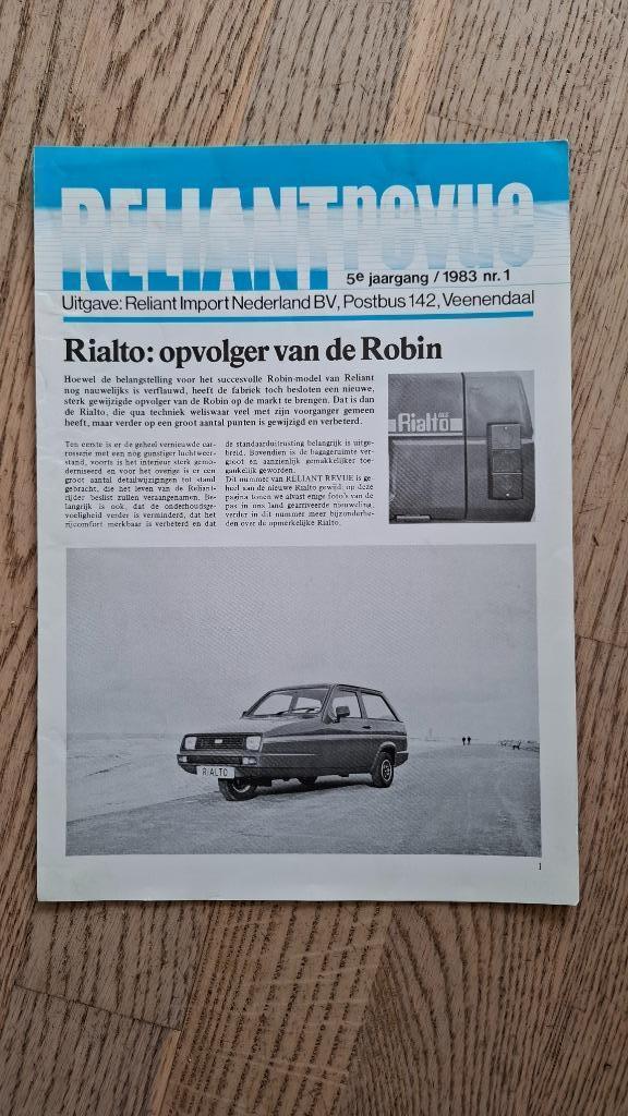 Reliant Revue, nieuwsfolder 1983, Boeken, Auto's | Folders en Tijdschriften, Gelezen, Overige merken, Ophalen of Verzenden