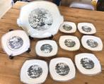 COCIETE CERAMIQUE MAESTRICHT TAARTSCHAAL MET 9 GEBAKSBORDJES, Antiek en Kunst, Antiek | Servies compleet, Ophalen of Verzenden