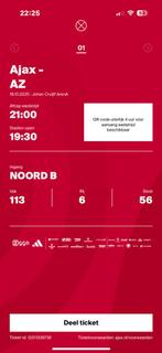 Kaartje ajax az, Tickets en Kaartjes, Eén persoon, Oktober