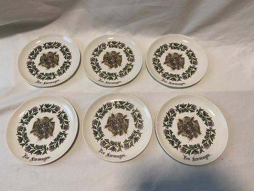 Retro Set van 6 Gien France Les Fromages kaasbordjes Tapas, Huis en Inrichting, Keuken | Servies, Gebruikt, Bord(en), Overige stijlen