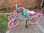 Meisjesfiets 16 inch, Popal Lola, Grijs/Roze met voordrager, Ophalen, Gebruikt, 16 inch, Handrem