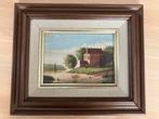 Klassiek Landschap Schilderij H. v. Dam Ingelijst Huis aan W, Ophalen of Verzenden