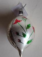 oude kerstbal druppel met deco beschildering / zilver H 12, Ophalen, Gebruikt