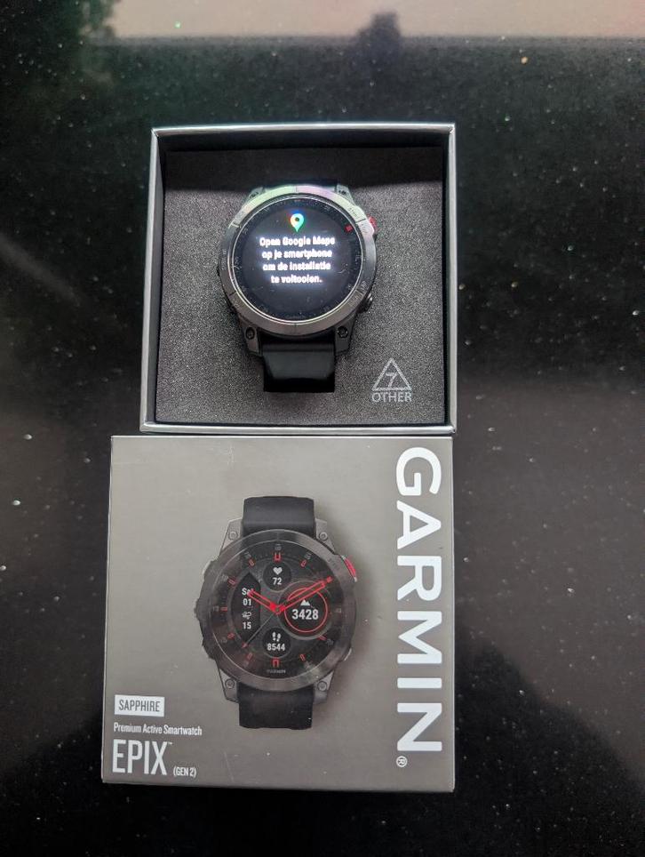 Garmin Epix gen2, Sieraden, Tassen en Uiterlijk, Sporthorloges, Zo goed als nieuw, Android, Zwart, Afstand, Calorieverbanding