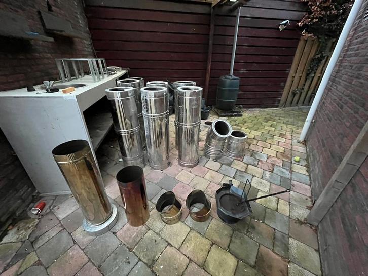 Isoduct rookkanaal 200mm elementen compleet, Huis en Inrichting, Haarden, Gebruikt, Houthaard, Ophalen