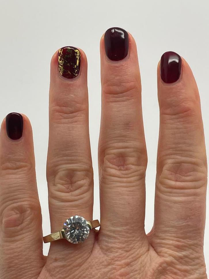 B61 Prachtige zilveren ring goudkleur maat 20,25, Sieraden, Tassen en Uiterlijk, Ringen, Dame, 20 of groter, Goud, Zilver, Ophalen of Verzenden