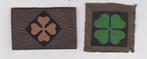 camou en dt mouwembleem 4e divisie, Verzamelen, Ophalen of Verzenden, Landmacht, Nederland, Embleem of Badge