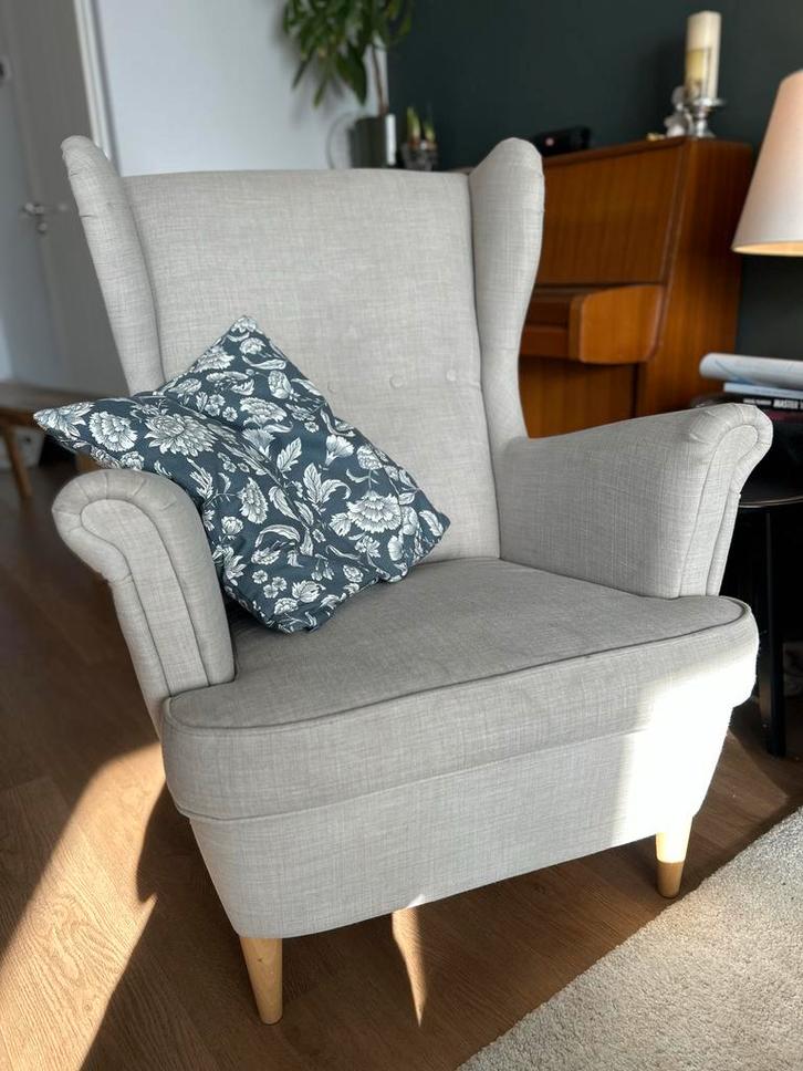 Oorfauteuil IKEA Strandmon, Huis en Inrichting, Fauteuils, Gebruikt, Stof, 75 tot 100 cm, Ophalen