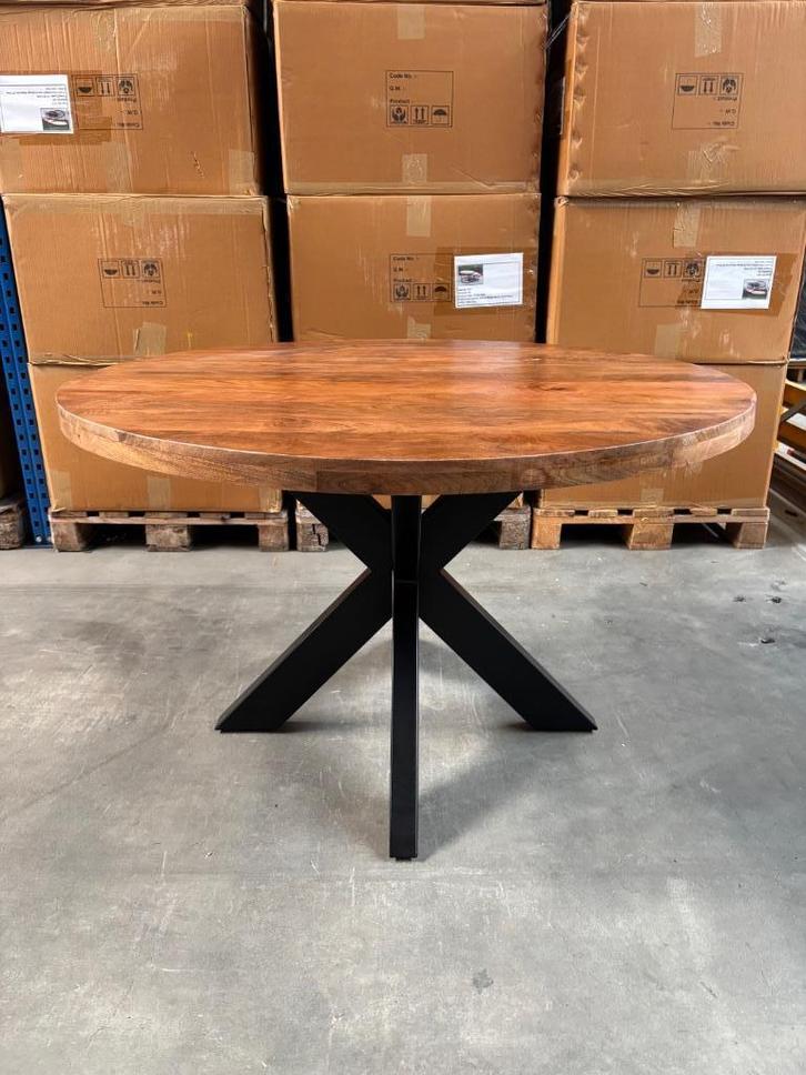 Magazijn Leegverkoop: Ronde Mangohout Tafels 110-140cm SALE!, Huis en Inrichting, Tafels | Eettafels, Zo goed als nieuw, 50 tot 100 cm