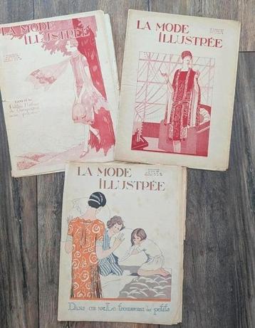 Drie vintage Franse mode kranten La Mode Illustrée beschikbaar voor biedingen