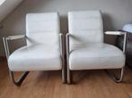 Twee witte stoelen van leer van Henders & Hazel, Huis en Inrichting, Stoelen, Ophalen, Gebruikt, Twee, Wit