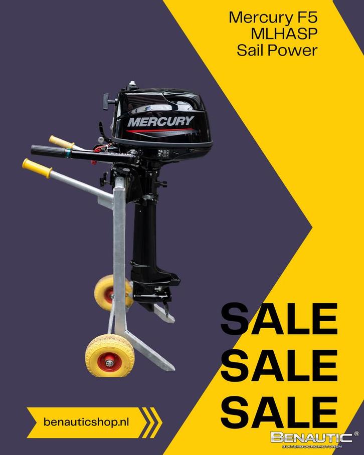 Direct leverbaar! Nieuwe Mercury 5pk langstaart Sail Power F, Watersport en Boten, Buiten- en Binnenboordmotoren, Nieuw