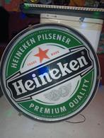 Heineken licht reclame 90 cm doorsnee perfecte conditie, Ophalen, Gebruikt, Reclamebord, Plaat of Schild, Heineken