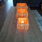 3 rieten sfeervolle manden met waxinelichthouder samen, Ophalen of Verzenden, Zo goed als nieuw