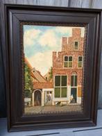 Paneelschilderij naar Vermeer ‘Het Straatje’ ca. 42 x 33 cm, Antiek en Kunst, Ophalen