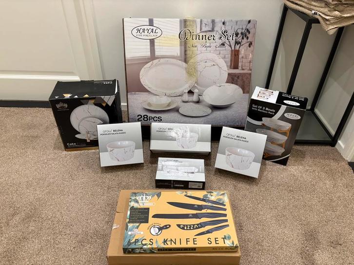 Porselein servies set marmerlook goud, Huis en Inrichting, Keuken | Servies, Nieuw, Overige stijlen, Porselein, Ophalen