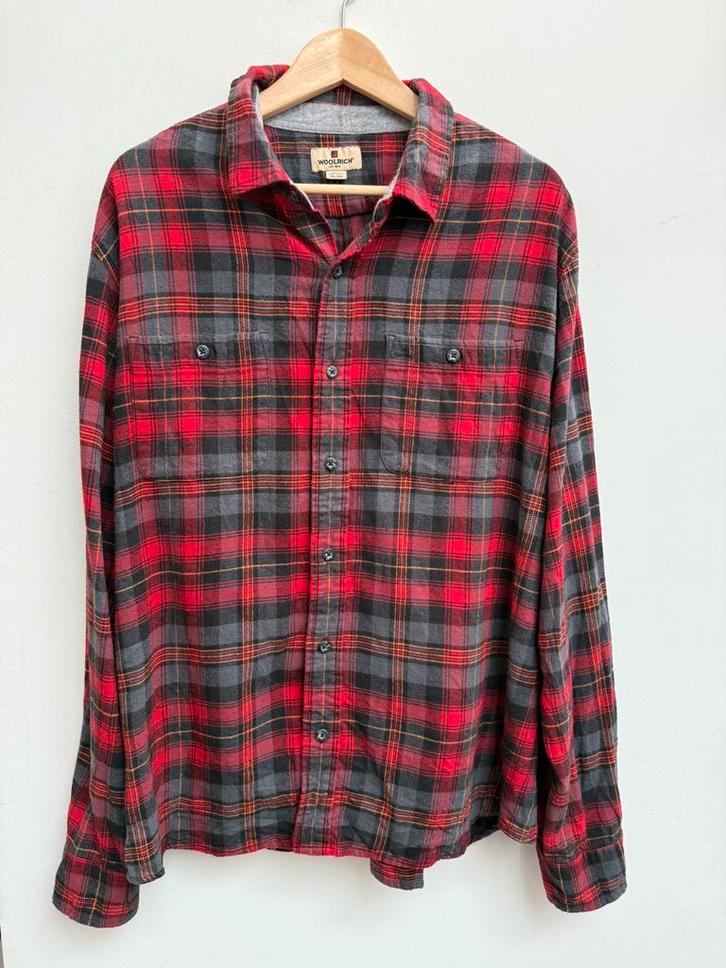 Woolrich flanellen overhemd – rood/zwart ruit – maat XXL, Kleding | Heren, Overhemden, Zo goed als nieuw, Overige halswijdtes